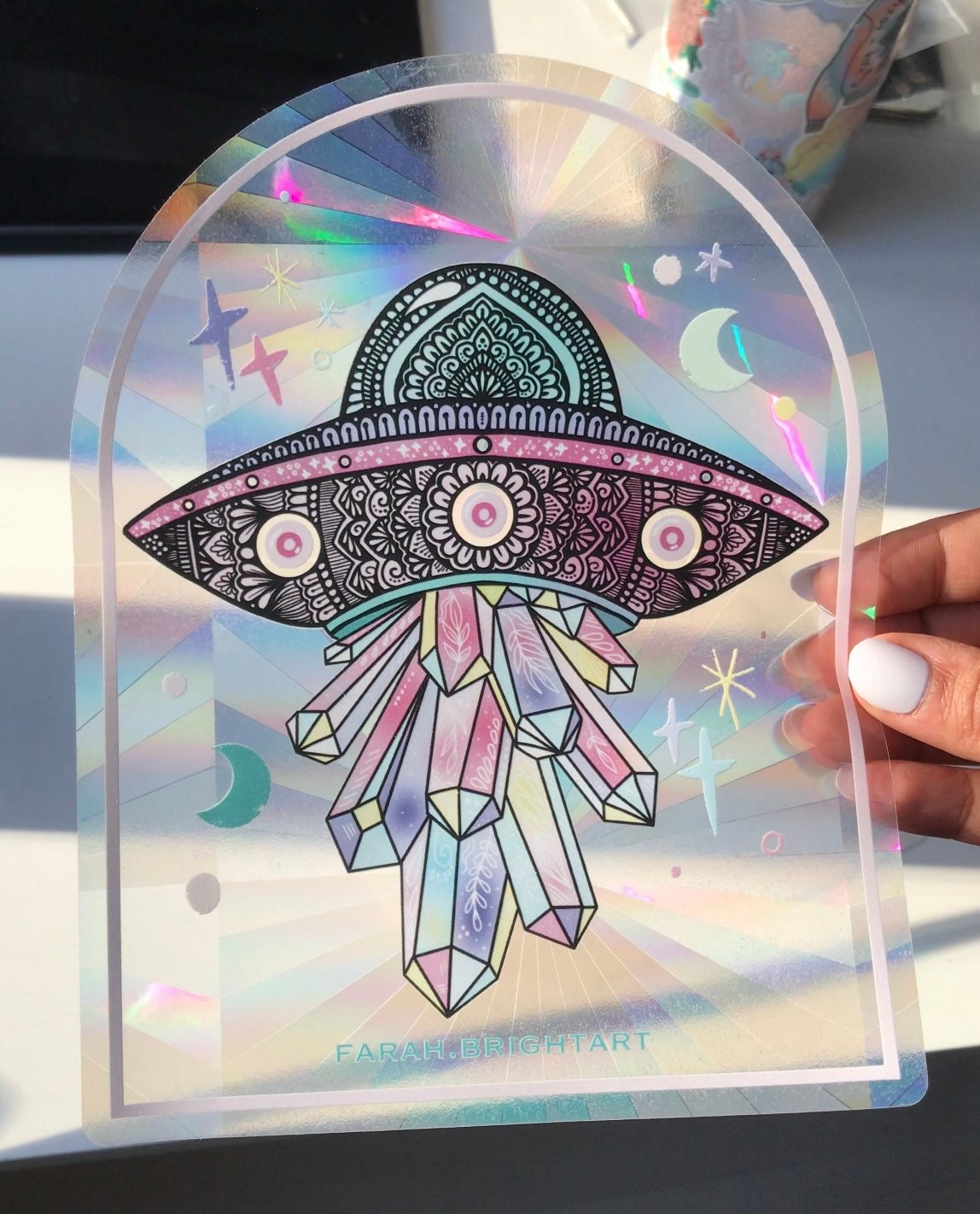 Zentangle ufo suncatcher  sticker