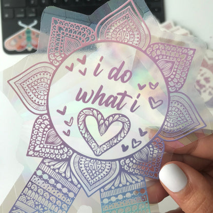 I do what i love mandala suncatcher sticker