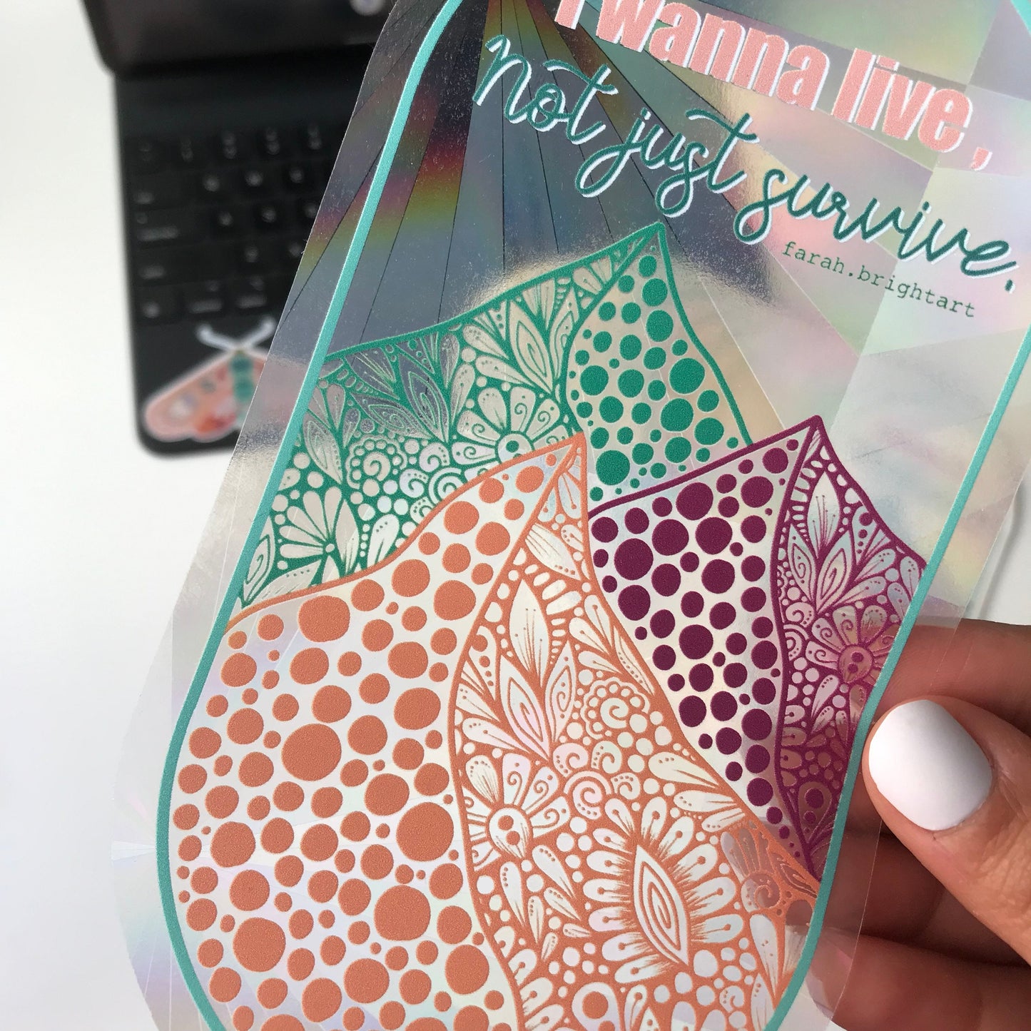 Zentangle mountain sunacher sticker - rainbow maker sticker