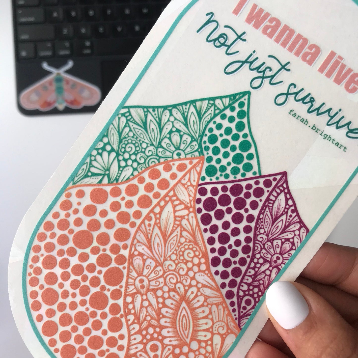 Zentangle mountain sunacher sticker - rainbow maker sticker