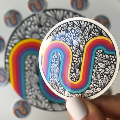 Abstract rainbow with zenatngle waterproof sticker