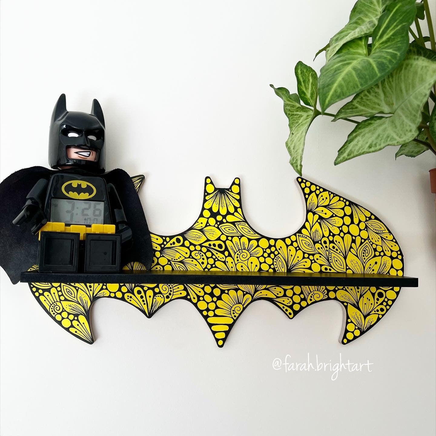 Zentangle Batman shelf _ Batman shelf _ wooden shelf