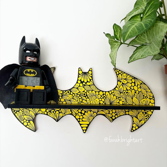 Zentangle Batman shelf _ Batman shelf _ wooden shelf