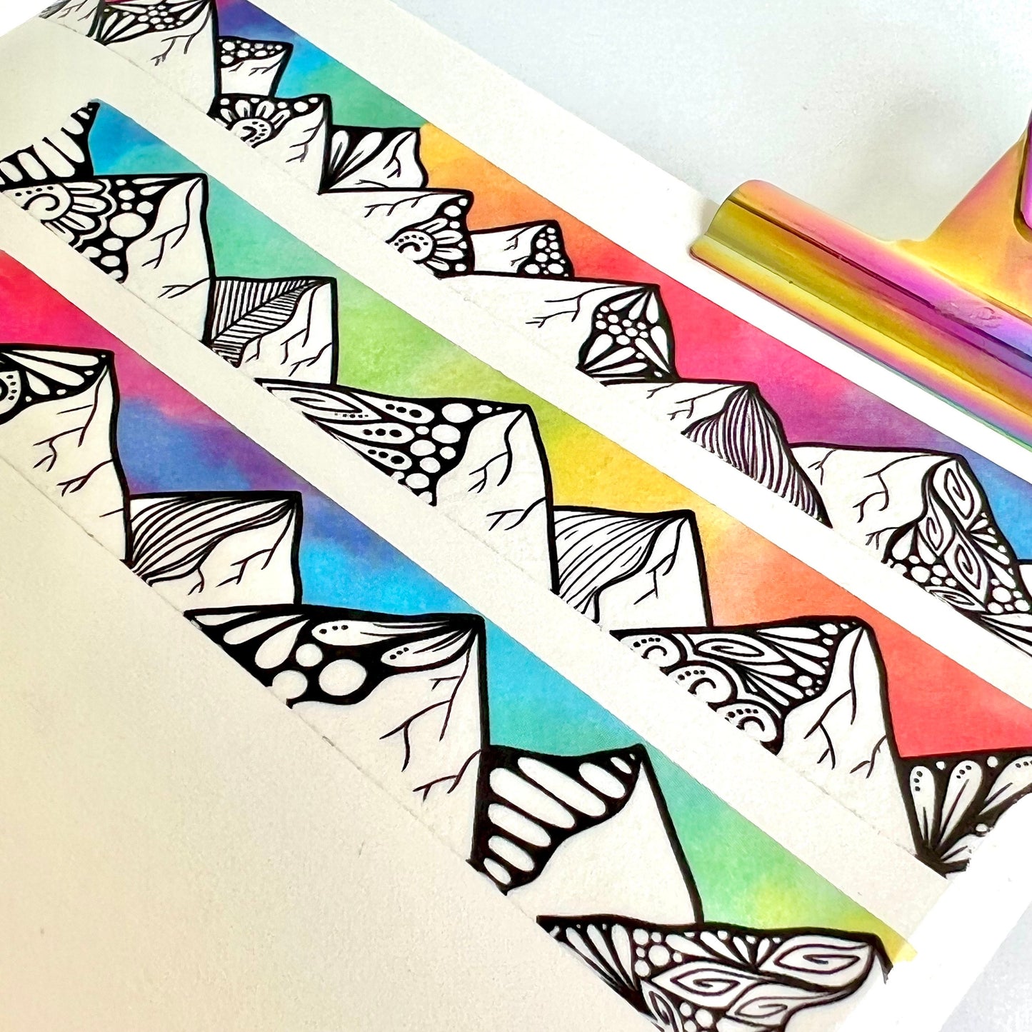 Zentangle mountain rainbow 10mm Washi tape