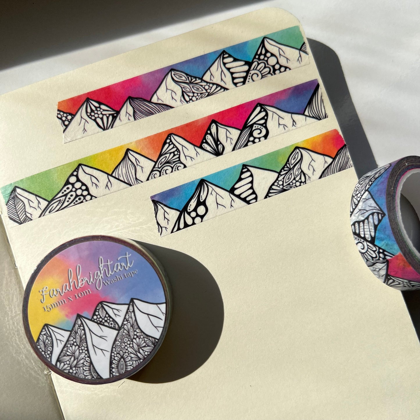 Zentangle mountain rainbow 10mm Washi tape