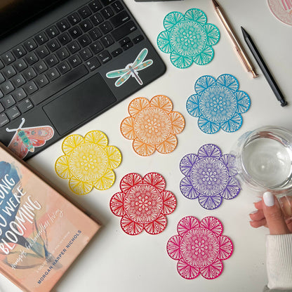 Mandala rainbow acrylic coaster