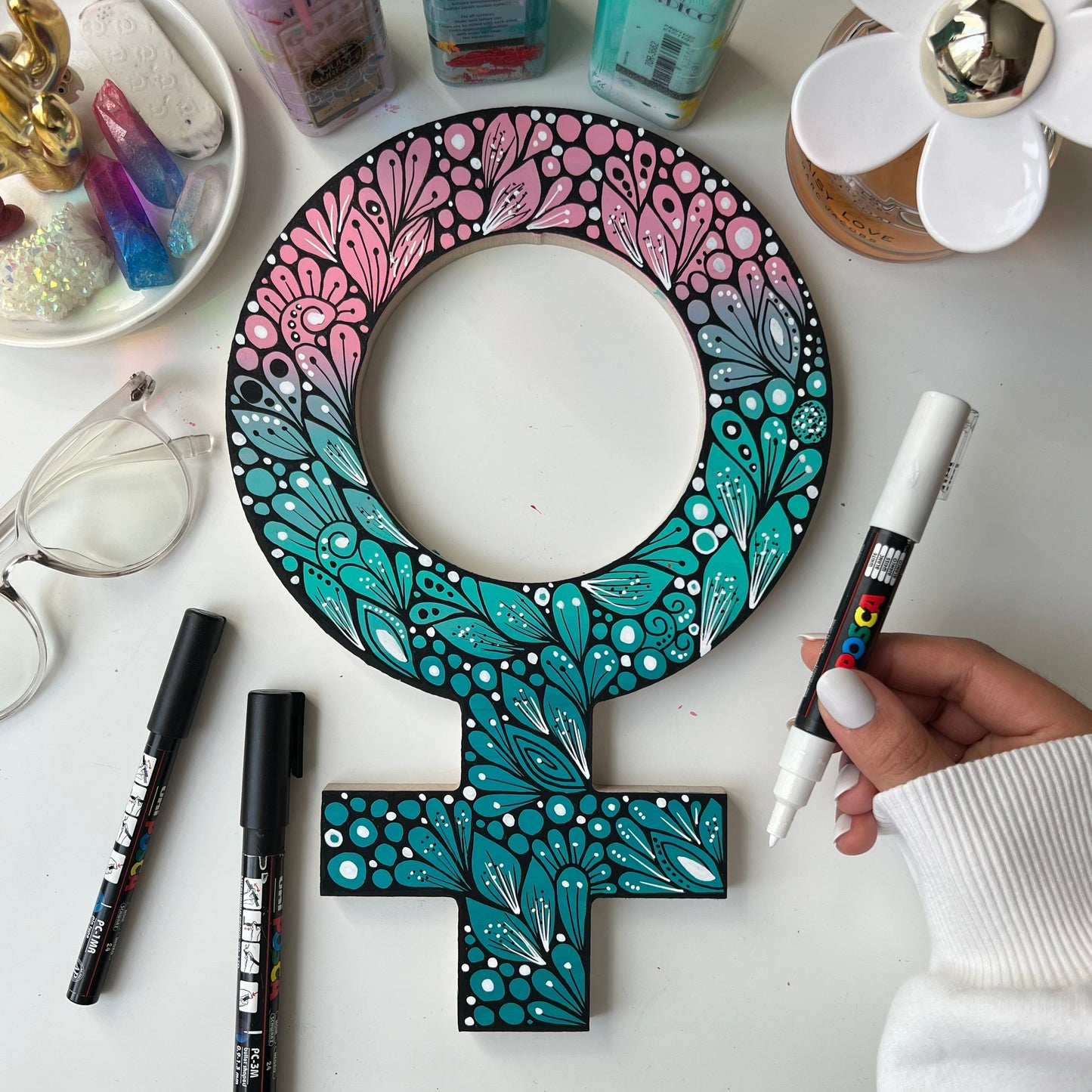 Zentangle wooden Female sign _ wall decor _ wall art