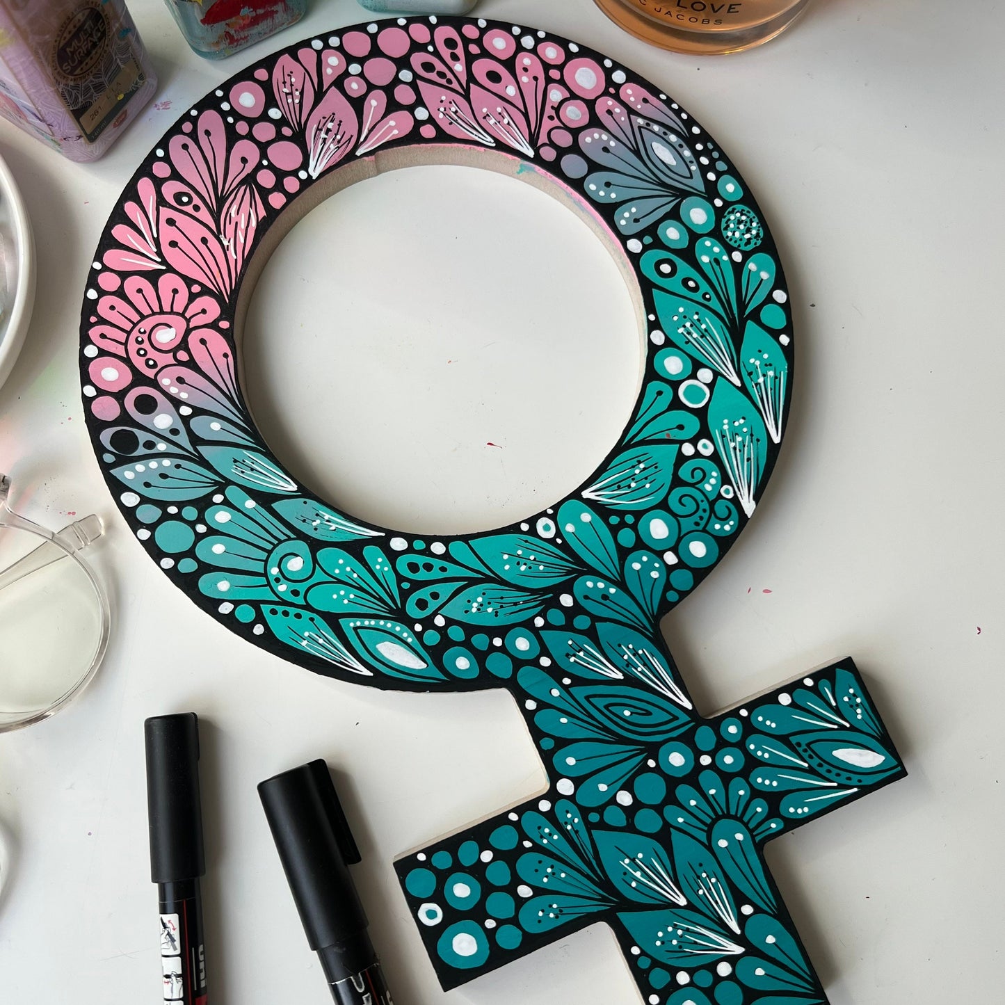 Zentangle wooden Female sign _ wall decor _ wall art