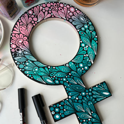 Zentangle wooden Female sign _ wall decor _ wall art