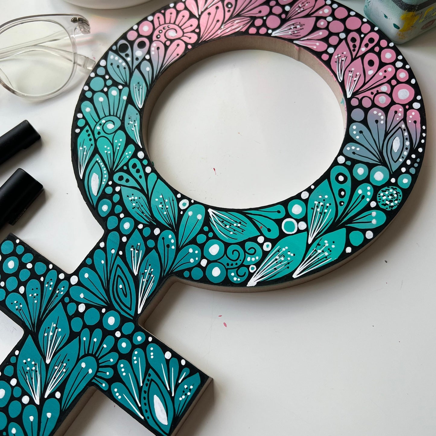 Zentangle wooden Female sign _ wall decor _ wall art