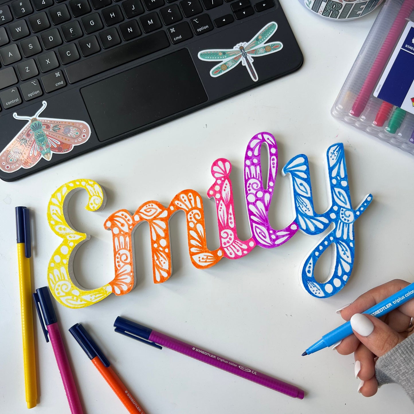 Zentangle Emily wooden letter