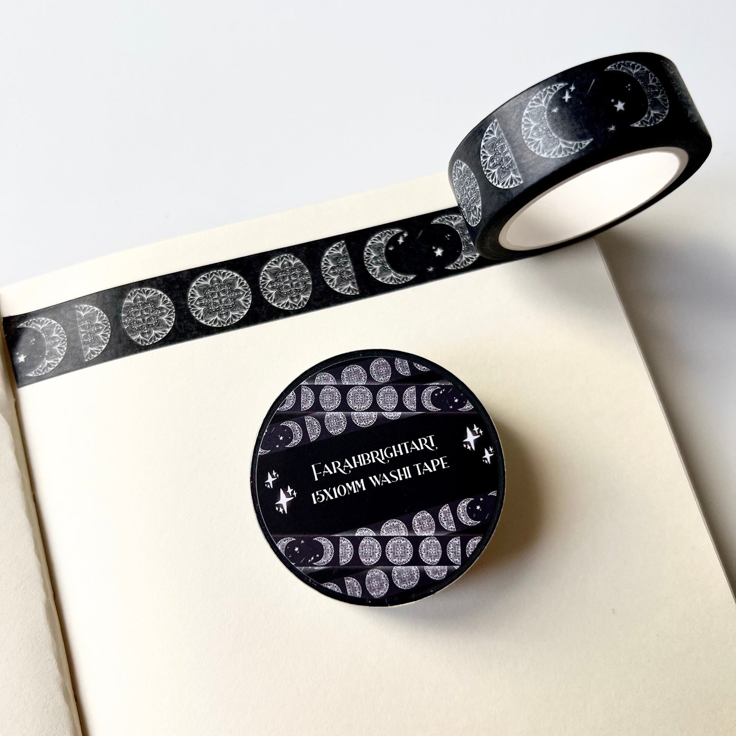Mandala moon phases 10mm washi tape