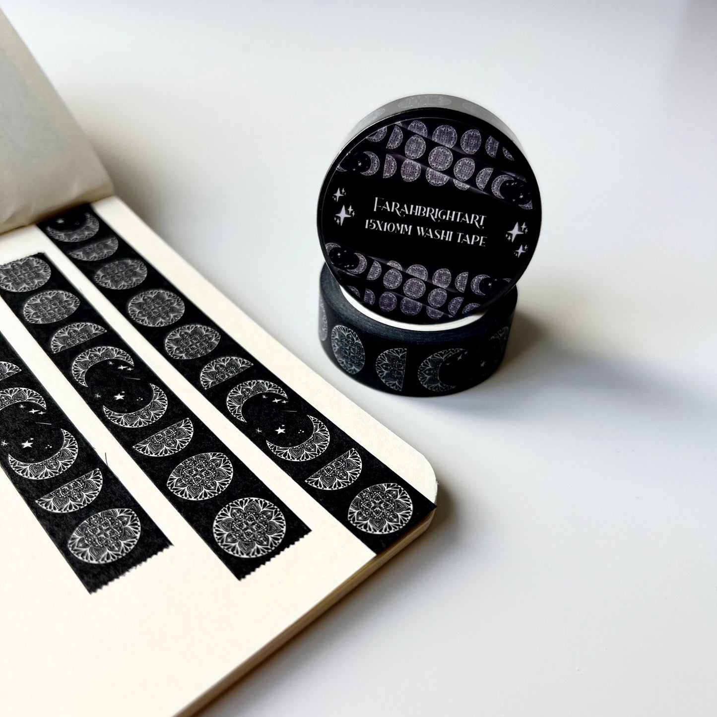 Mandala moon phases 10mm washi tape