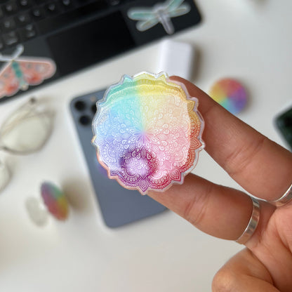 Rainbow mandala phone grip