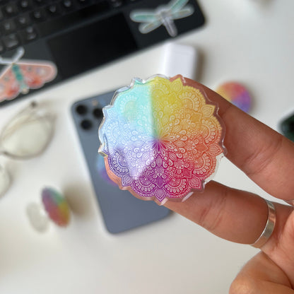 Rainbow mandala phone grip
