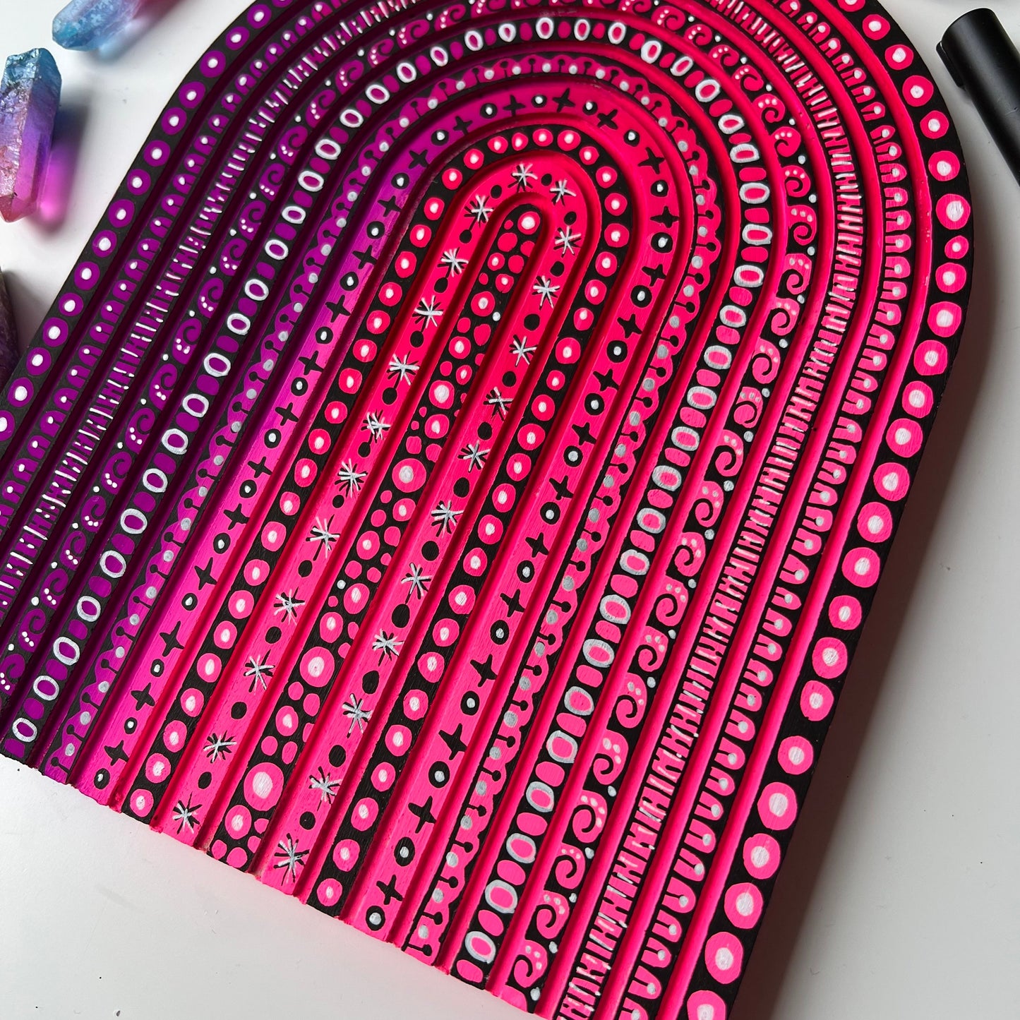 Pinky zentangle wooden piece- wall decor