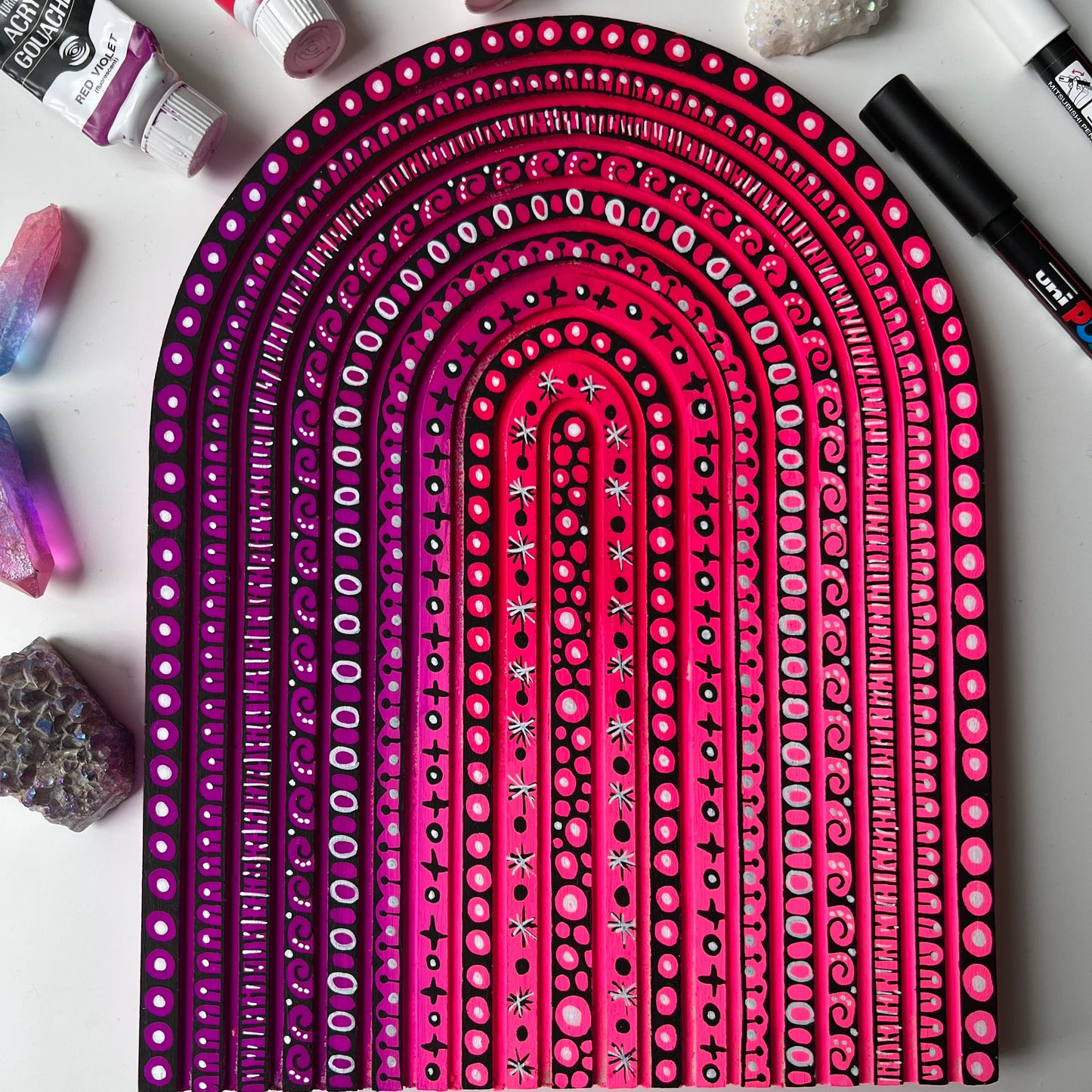 Pinky zentangle wooden piece- wall decor