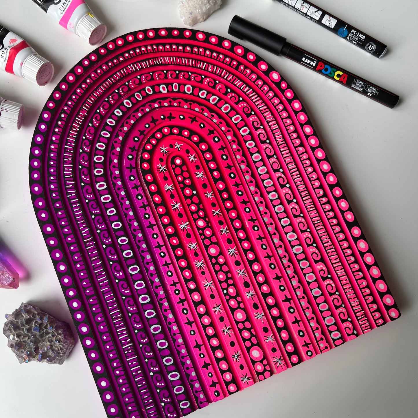 Pinky zentangle wooden piece- wall decor