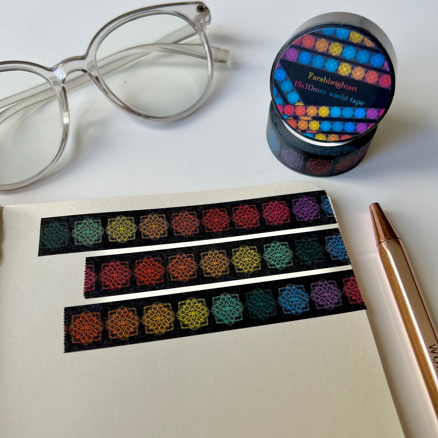 Rainbow  mini mandalas 10mm washi tape