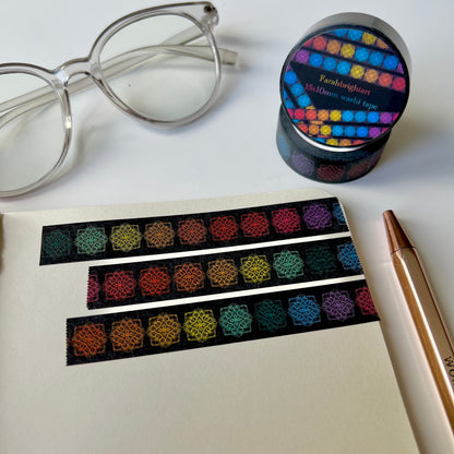 Rainbow  mini mandalas 10mm washi tape