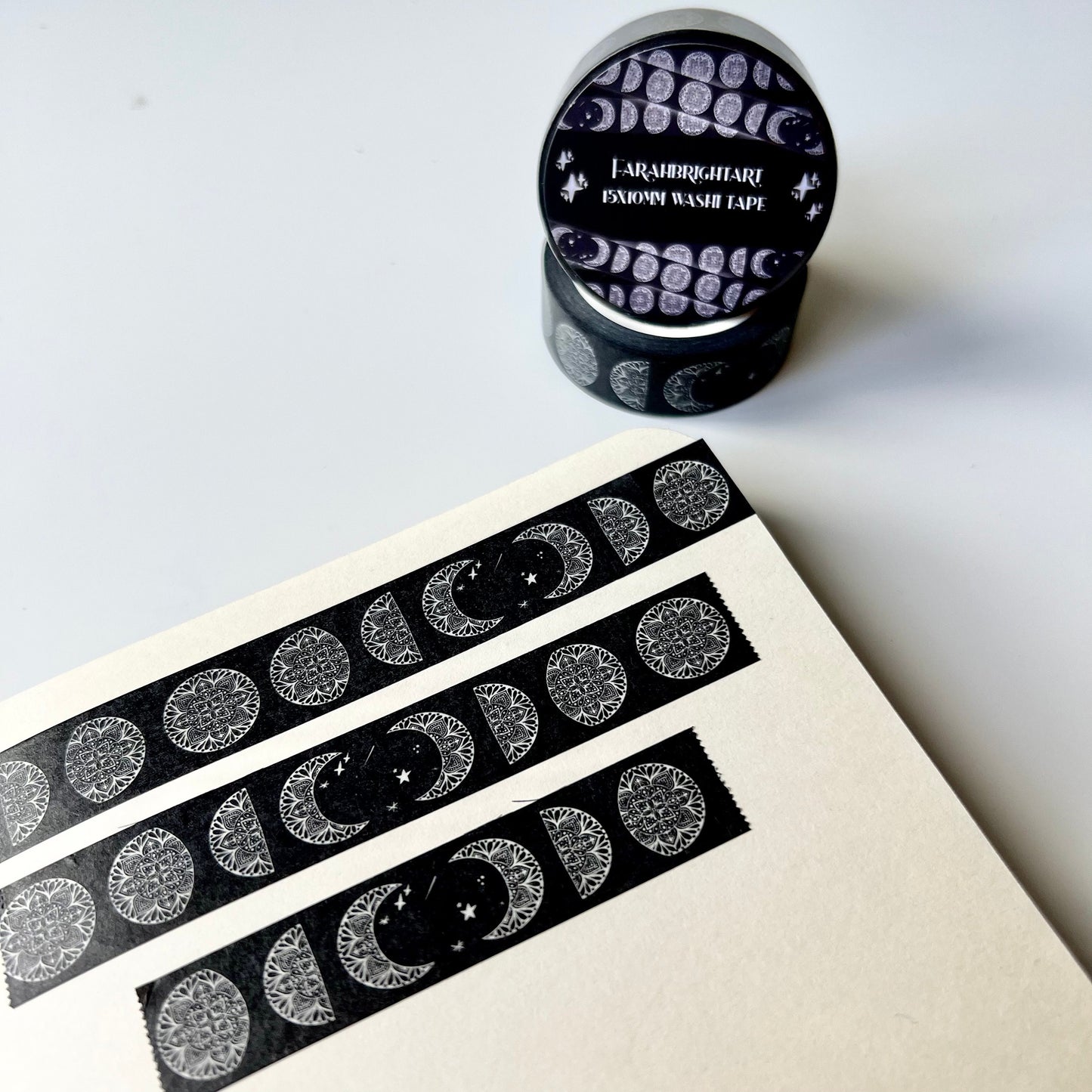Mandala moon phases 10mm washi tape