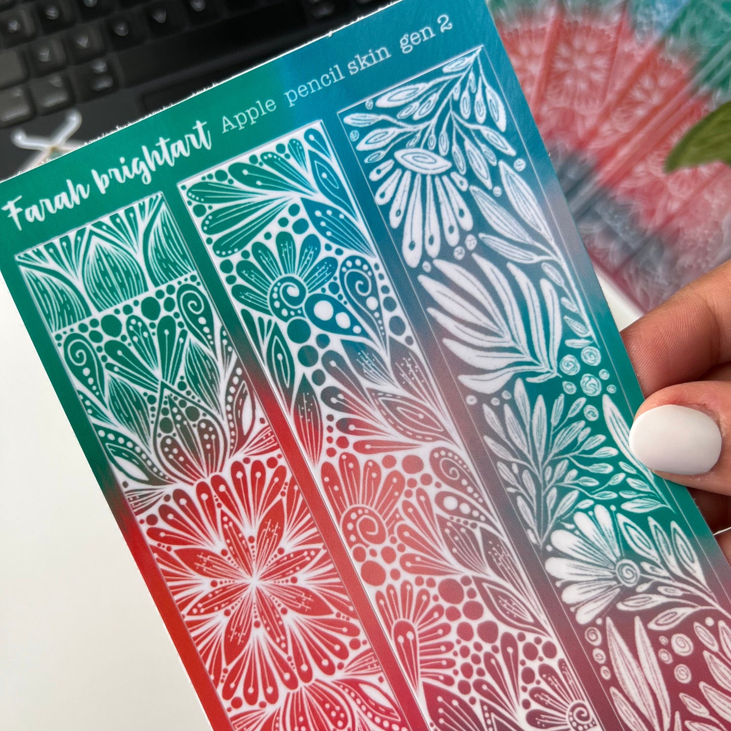 Bright mandala Apple Pencil gen 2 skin