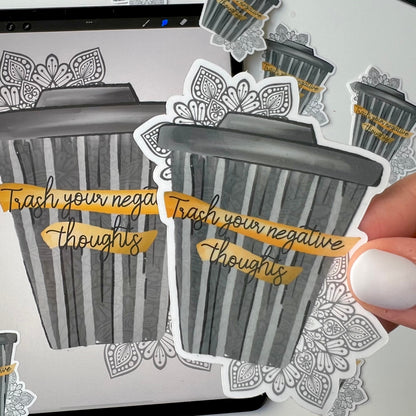 Trash your negative thoughts zentangle sticker