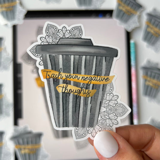 Trash your negative thoughts zentangle sticker