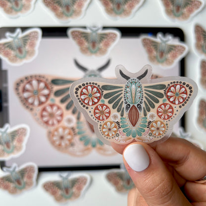 Natural folk moth transparent stickers