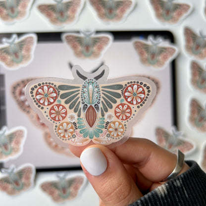 Natural folk moth transparent stickers