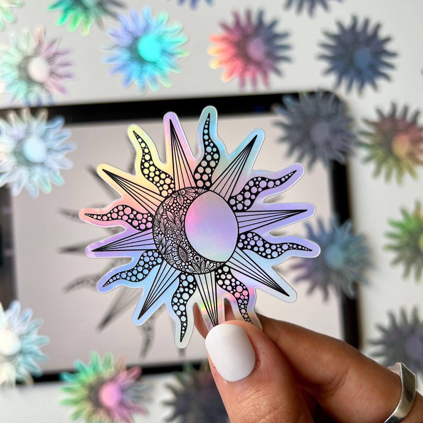 Sun and moon zentangle sticker