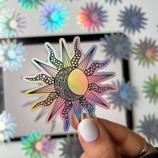 Sun and moon zentangle sticker