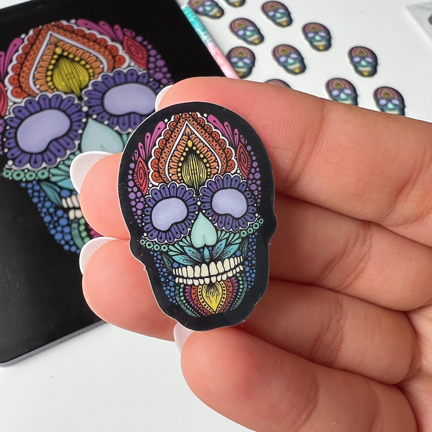 Mini mandala skull stickers