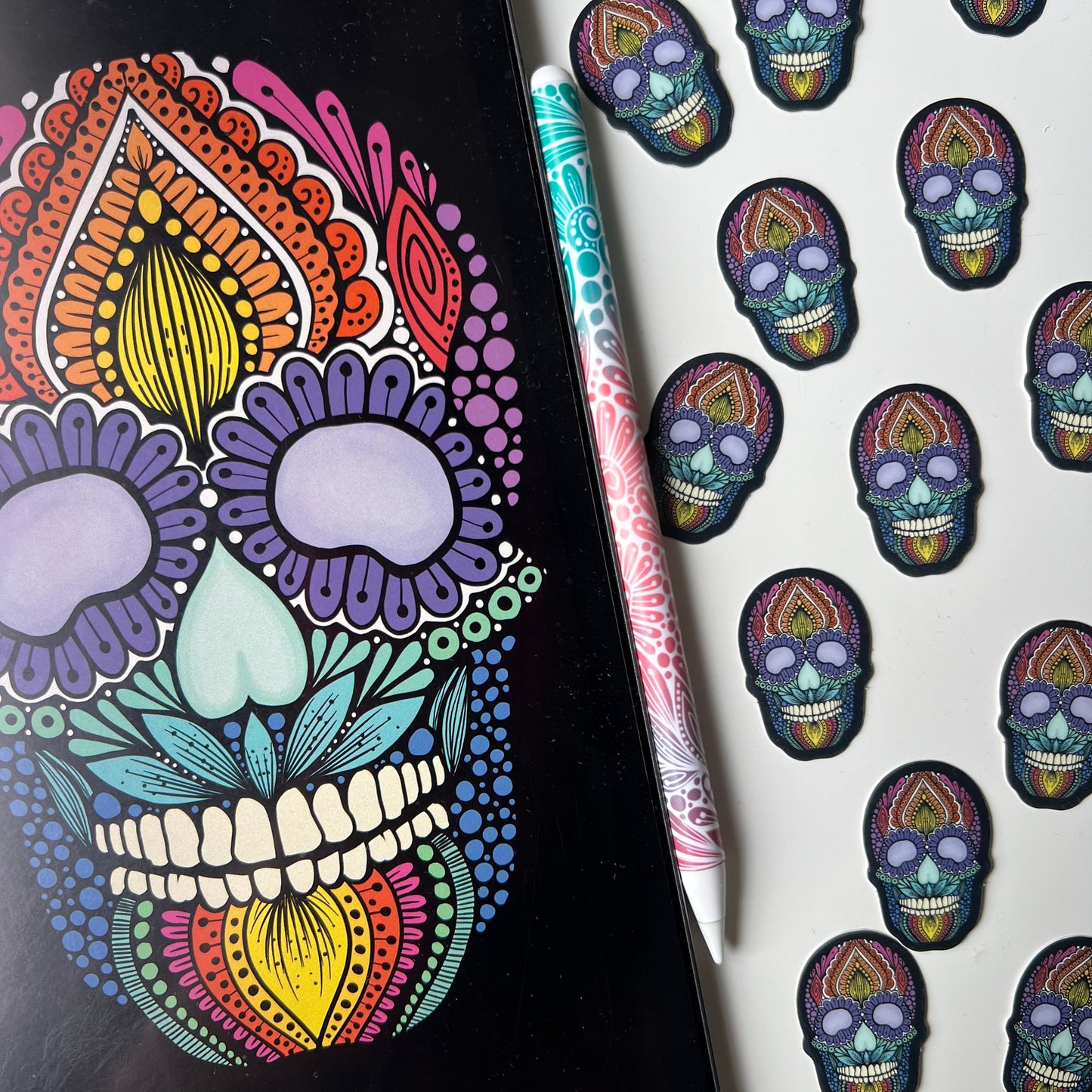 Mini mandala skull stickers