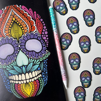 Mini mandala skull stickers