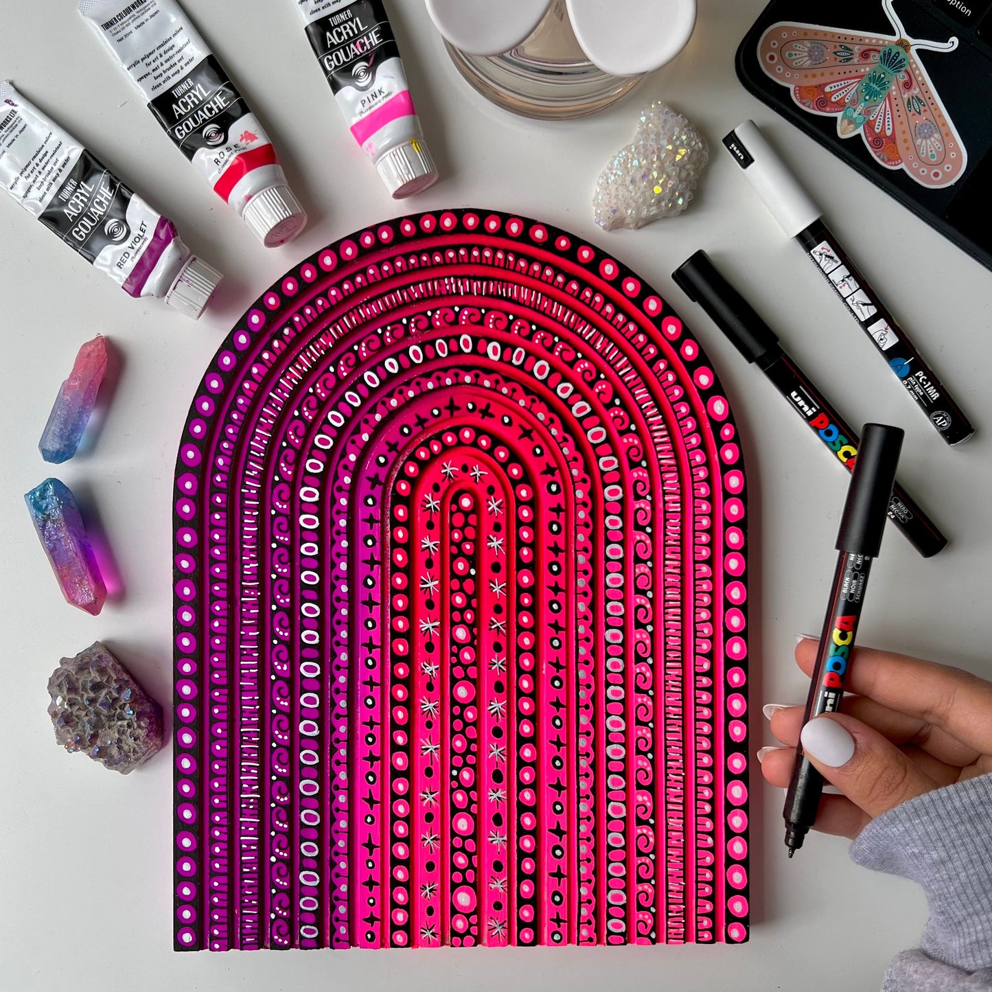 Pinky zentangle wooden piece- wall decor