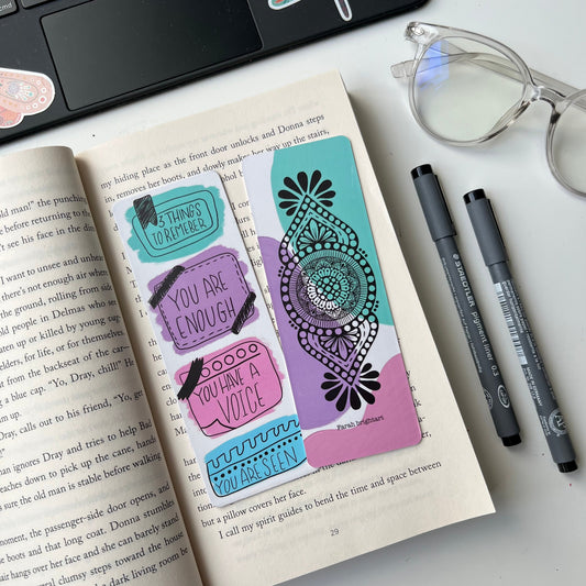 Pastel mandala booakmark - 2 different sides printed - cute bookmark - mandala bookmark