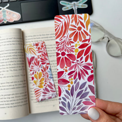 Rainbow watercolor plant doodle bookmark