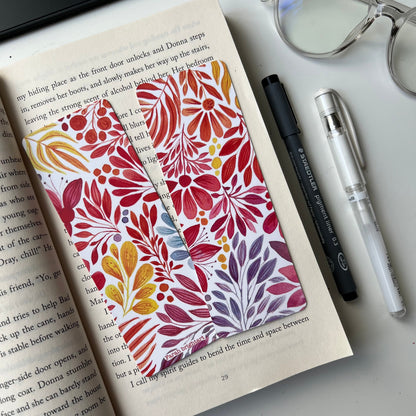 Rainbow watercolor plant doodle bookmark