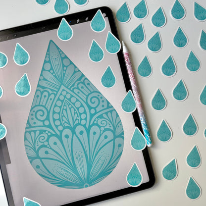 Mandala water drop sticker