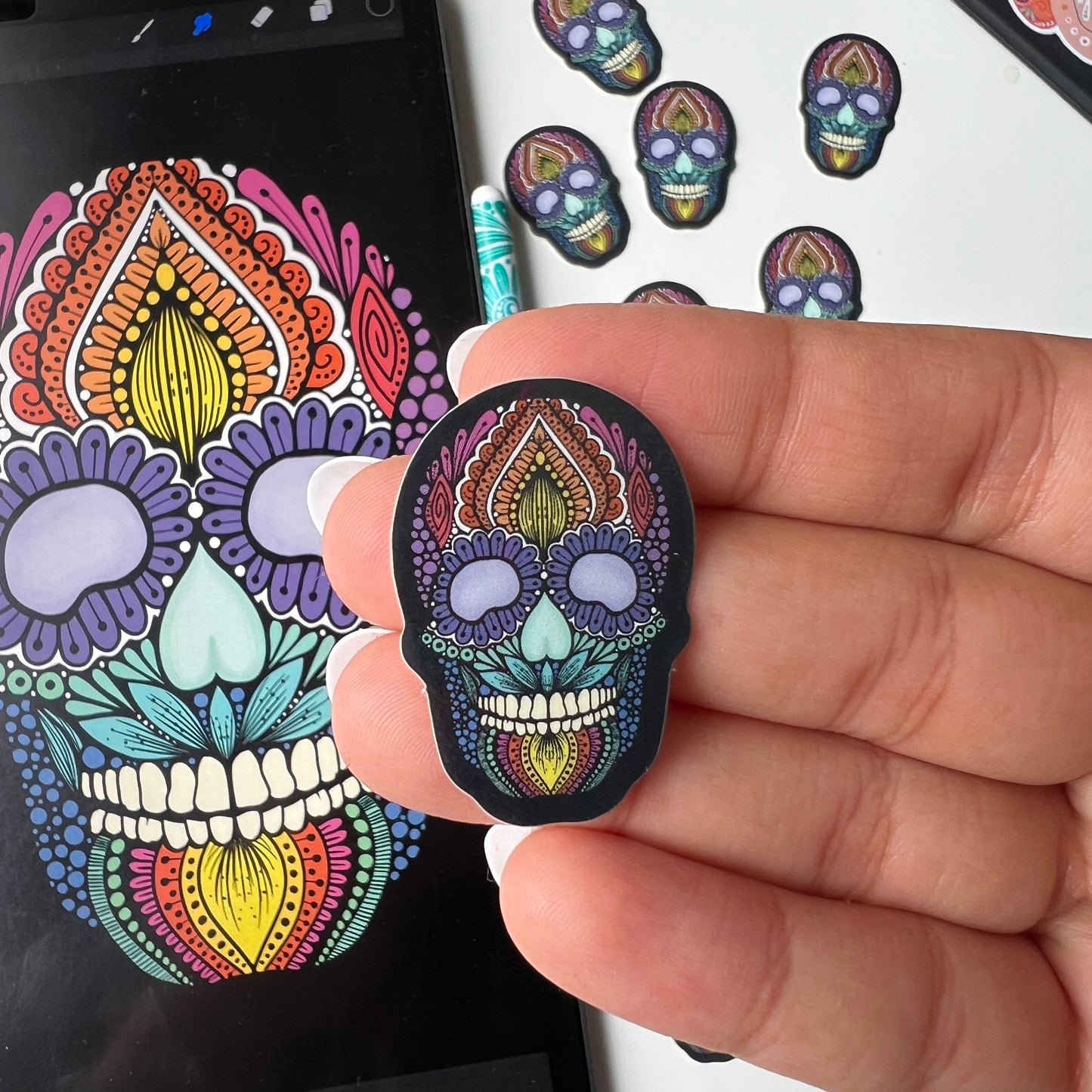Mini mandala skull stickers