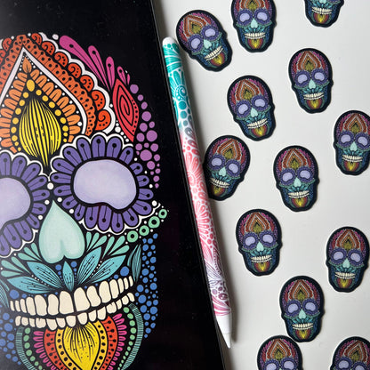 Mini mandala skull stickers