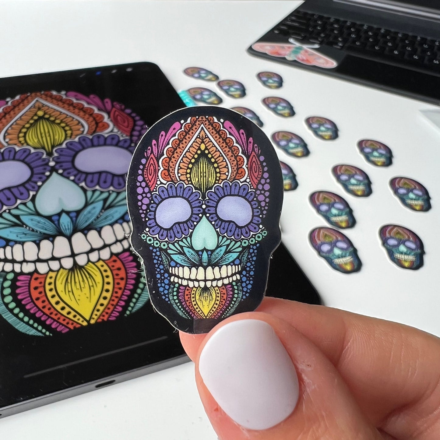 Mini mandala skull stickers