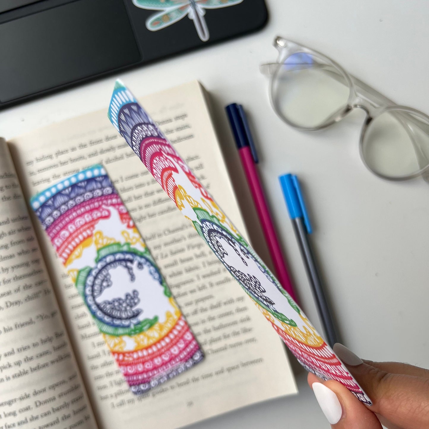 Rainbow mandala world map bookmark