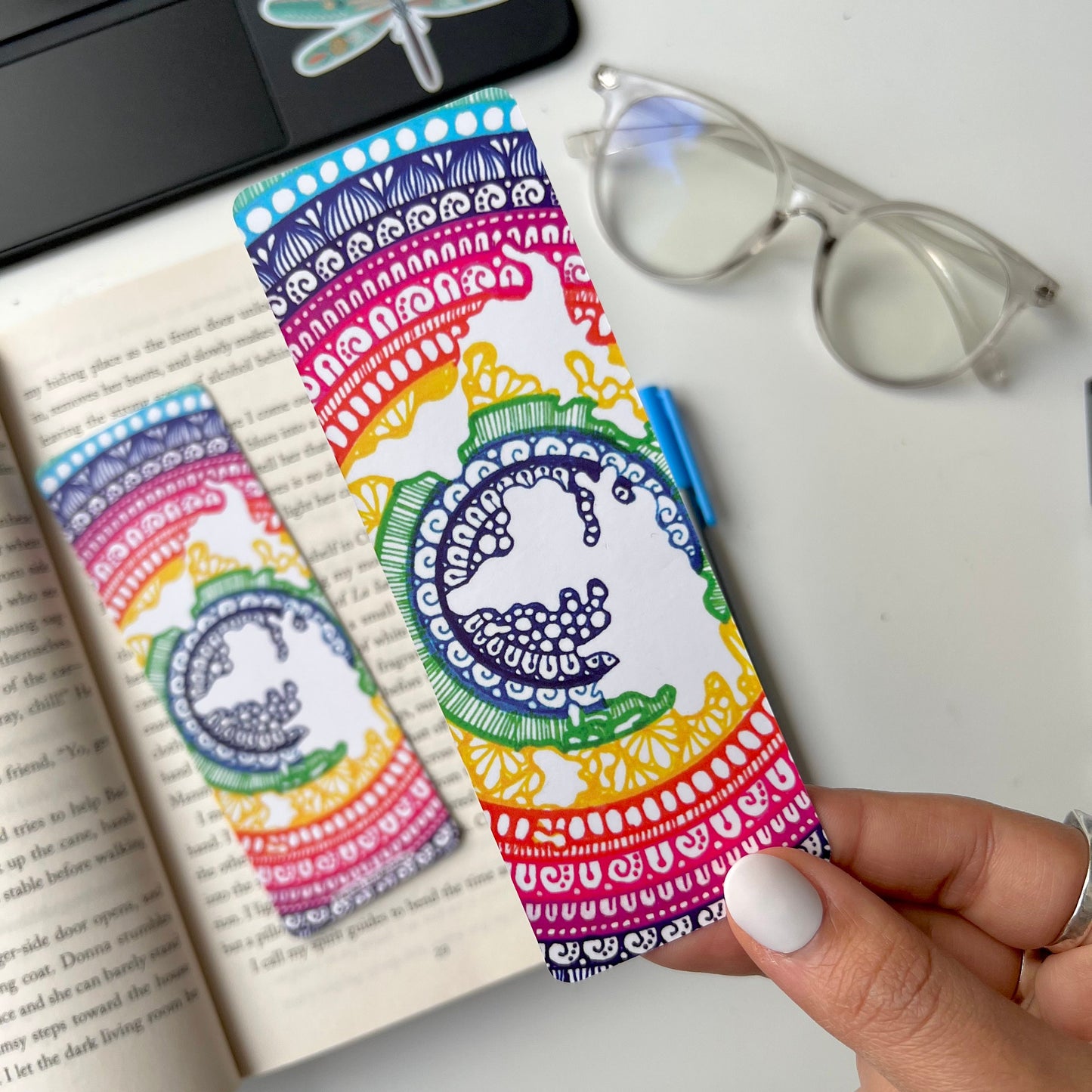 Rainbow mandala world map bookmark