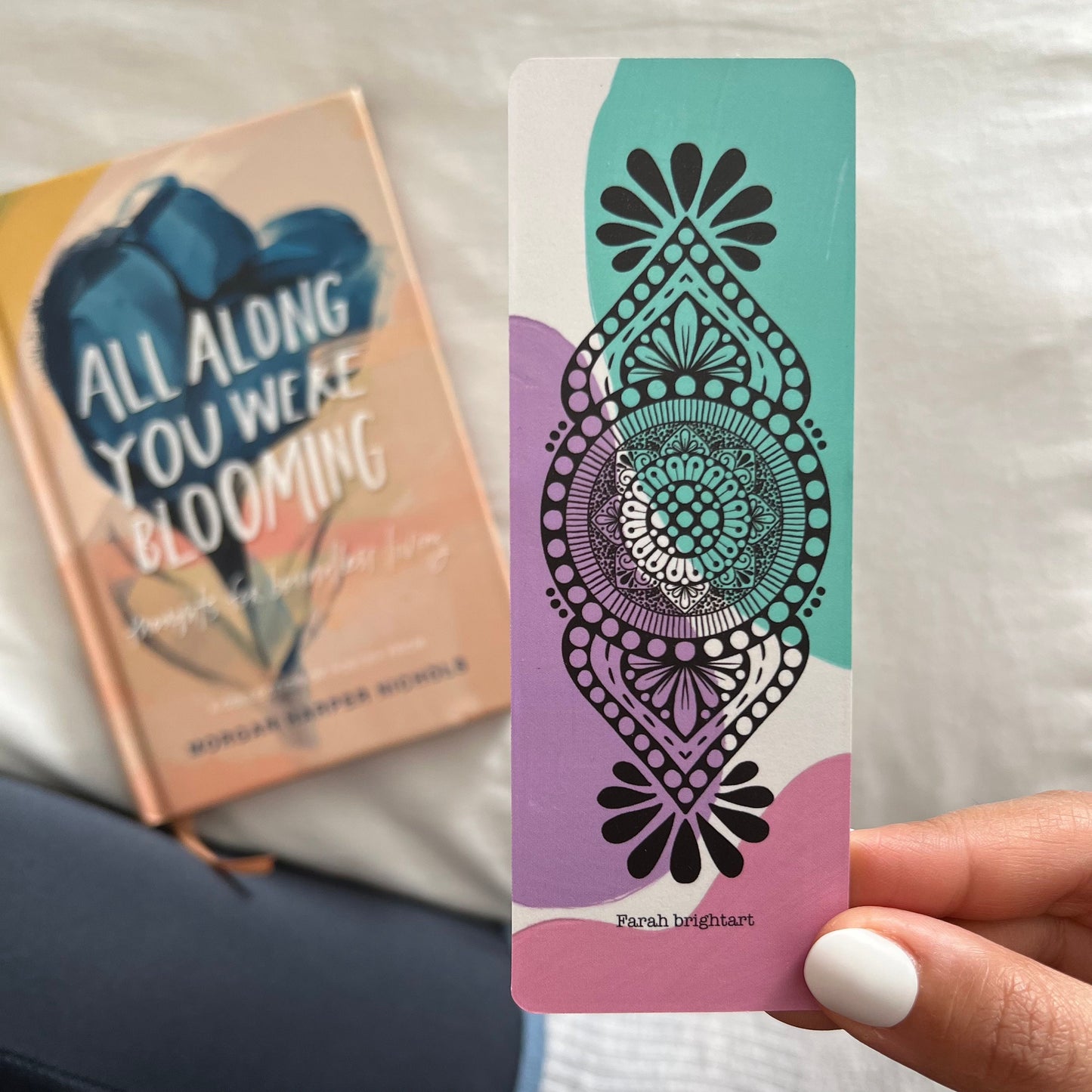 Pastel mandala booakmark - 2 different sides printed - cute bookmark - mandala bookmark