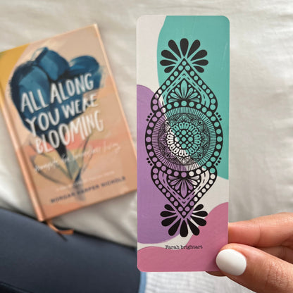 Pastel mandala booakmark - 2 different sides printed - cute bookmark - mandala bookmark