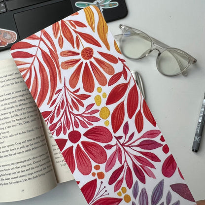 Rainbow watercolor plant doodle bookmark