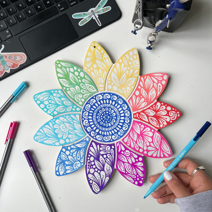 Zentangle rainbow flower