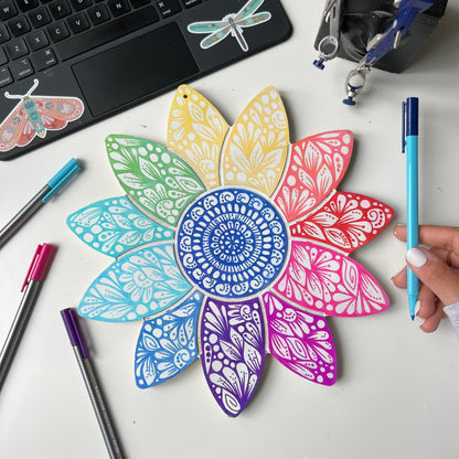 Zentangle rainbow flower